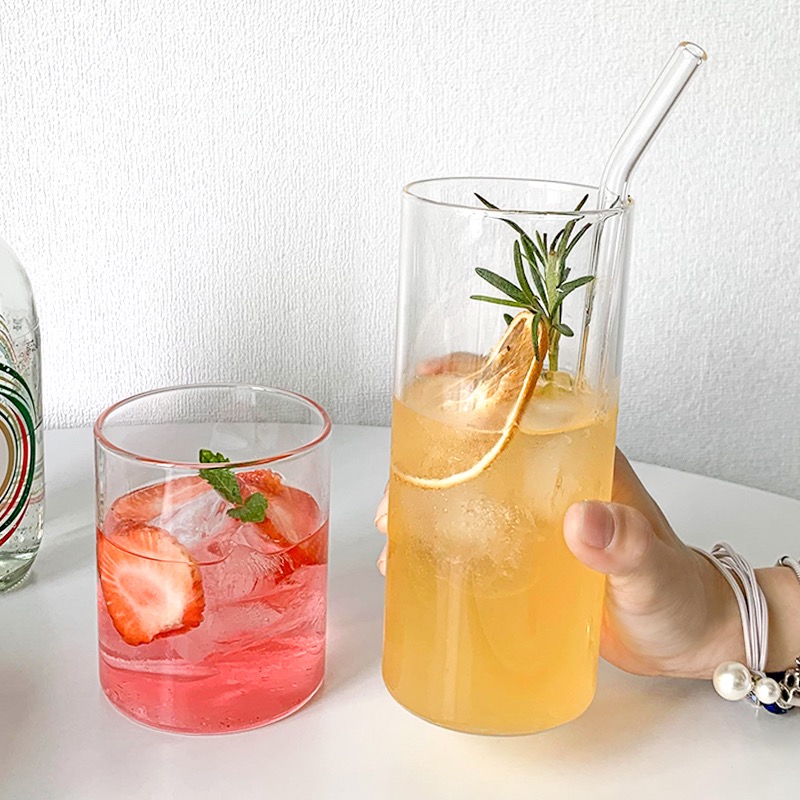Оптовая продажа, недорогая круглая стеклянная чашка для коктейля Mojito, многоразовая стеклянная чашка