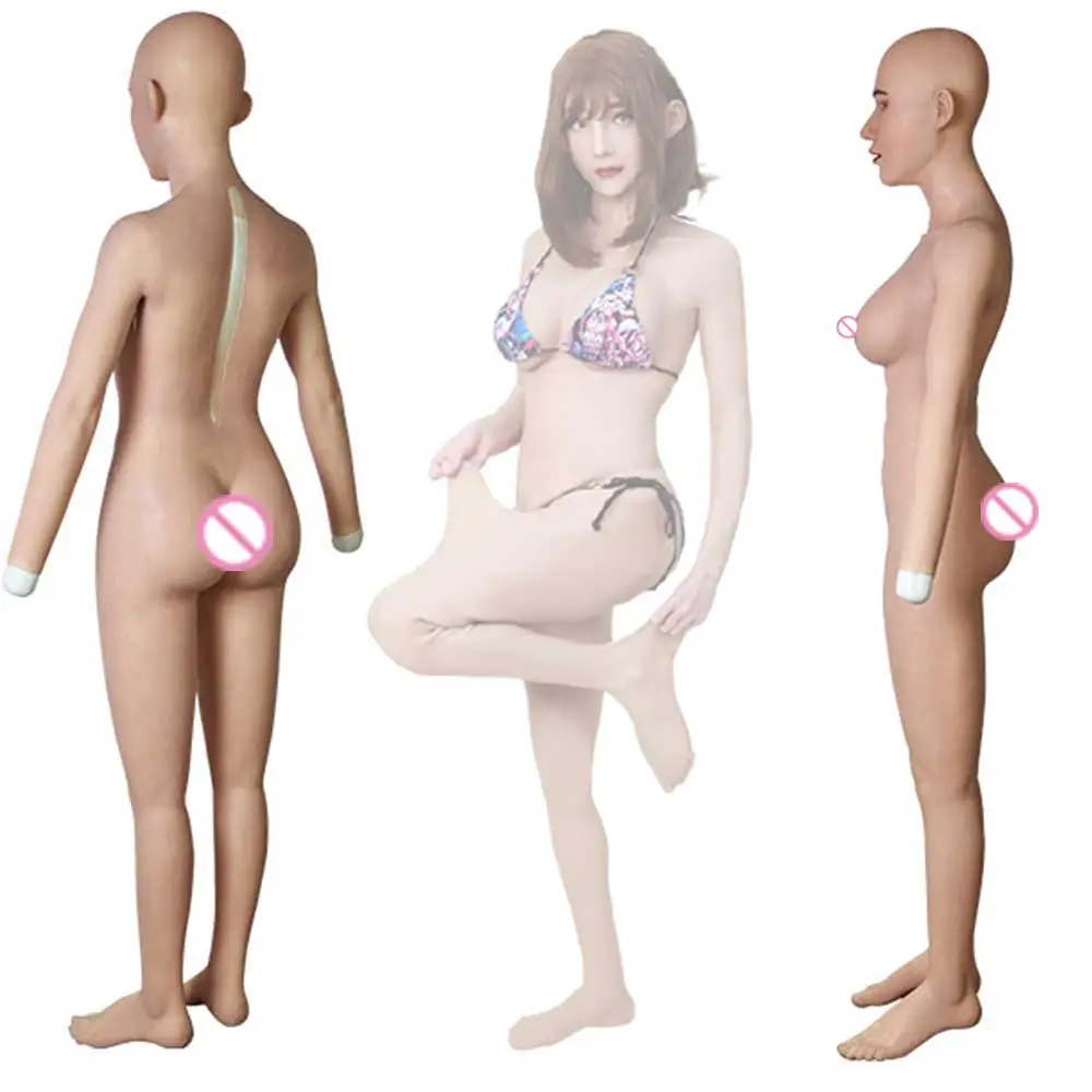 Silicone Body Suit With Arms And Feet Realistic Whole Bodysuit Breast Forms Vagina For Transgender Crossdressers Fake Boobs