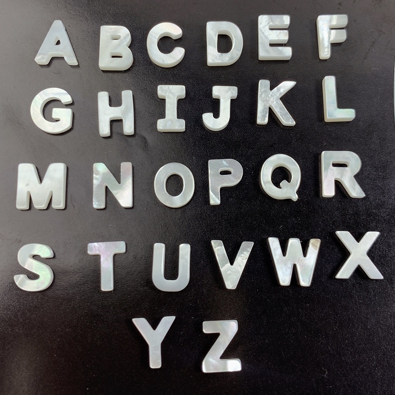 Wholesale natural white shell letter alphabet beads with hole for DIY jewelry necklace and bracelet making