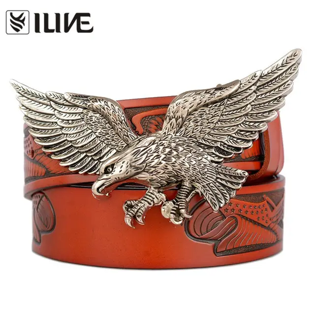 Eagle wings men leather belt automatic buckle casual hip-hop barber eagle head leather belt personality