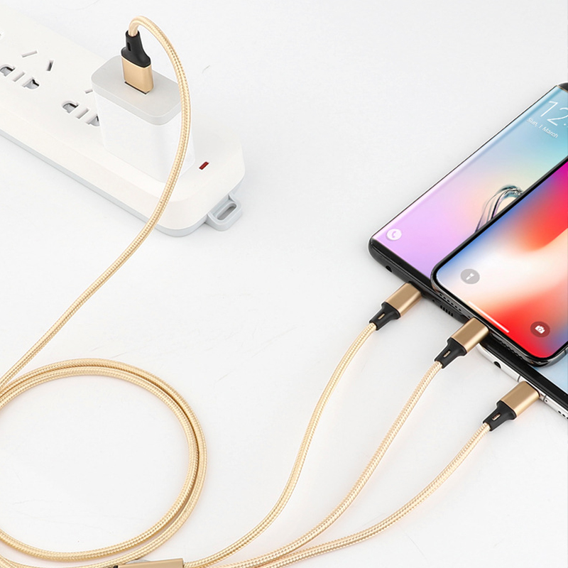 Usb-кабель anker 3 в 1 красный провод 8pin Тип C Micro нейлоновый USB-кабель зарядный Usb-кабель для Iphone