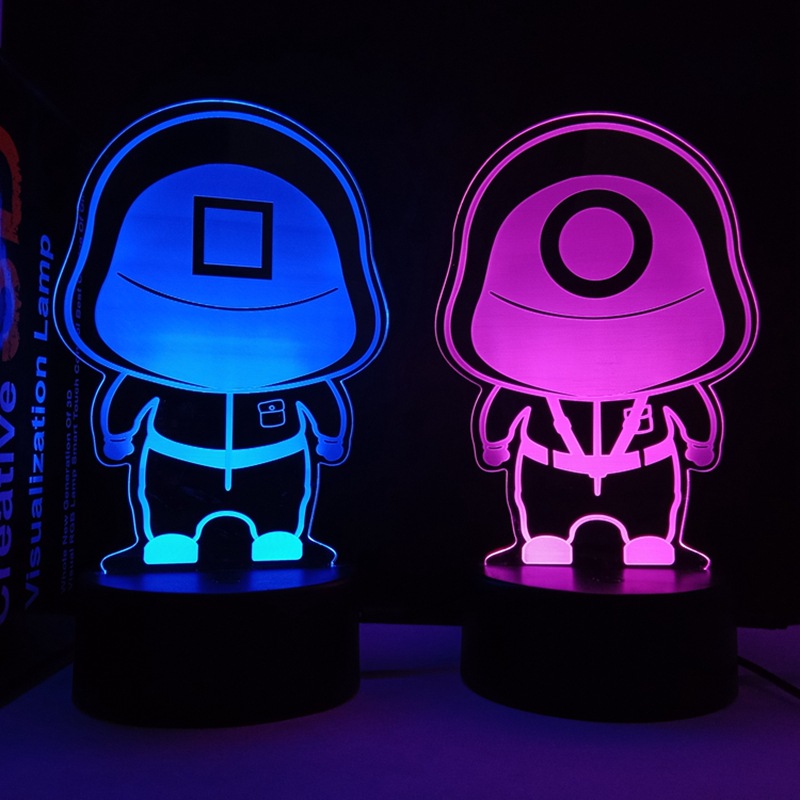2021 Hot Korean Thriller TV Series Horror Squid Game 3D night light squid game 3D illusion lamp for kids