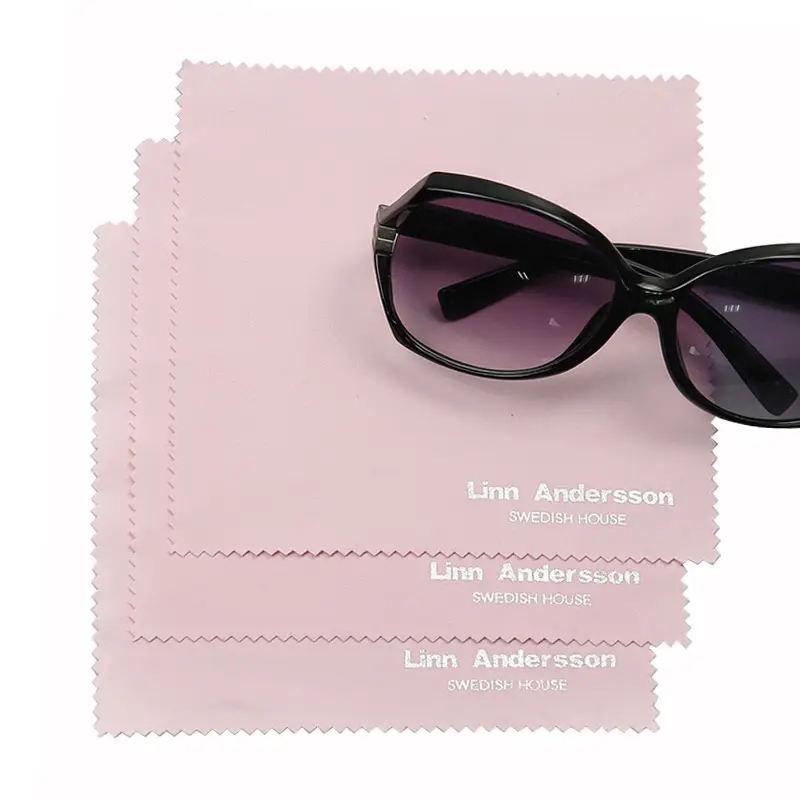 High Quality Fashion Pink Custom Llogo Silver Silk Eyeglasses Cleaning Cloth
