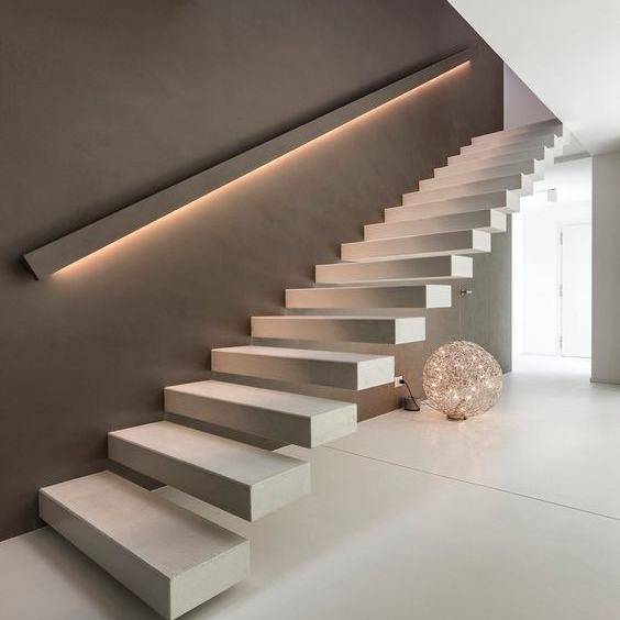 Modern American House Decorative Indoor Solid Wood Floating Stairs Invisible Stringer House Remodeling Prefabricated Staircase