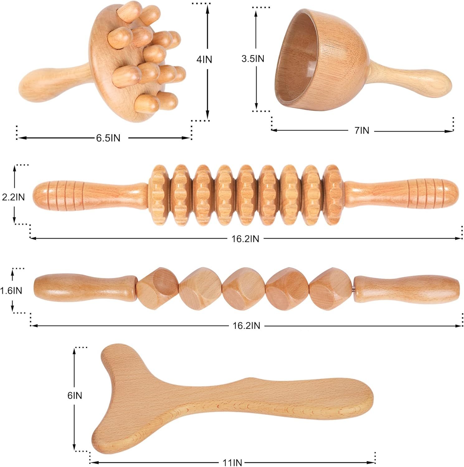 Wholesale 5-in-1 Massager for Muscle Pain Relief Wood Massage Sets for Body Shaping for Office or Home Use
