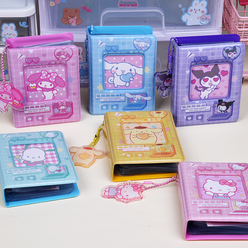 Новый стильный 3-дюймовый фотоальбом Sanrio Kuromi для хранения, подарок, держатель для карт Sanrio, мини-папка для карт в виде грузовика, милые украшения Sanrio бесплатно