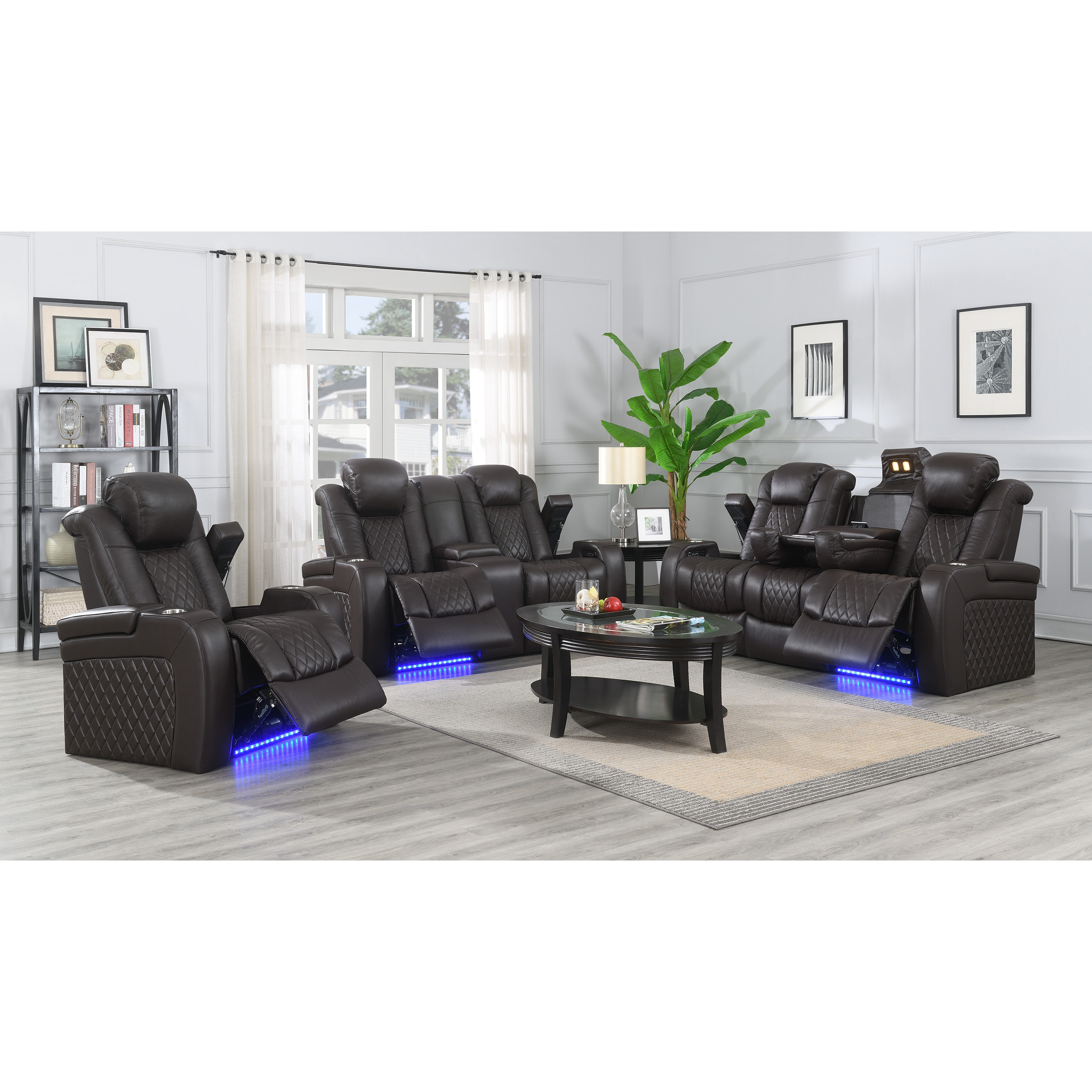 modern luxuriant genuine leather electric recliner Sofa Set living room furniture