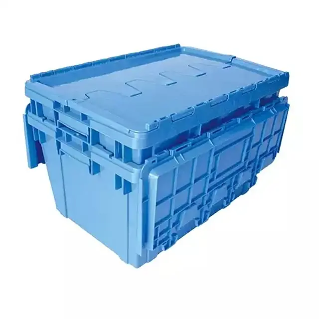 High Quality Heavy Duty Plastic Stackable Crate Storage Moving Transport Logistic Turnover Box with Lid
