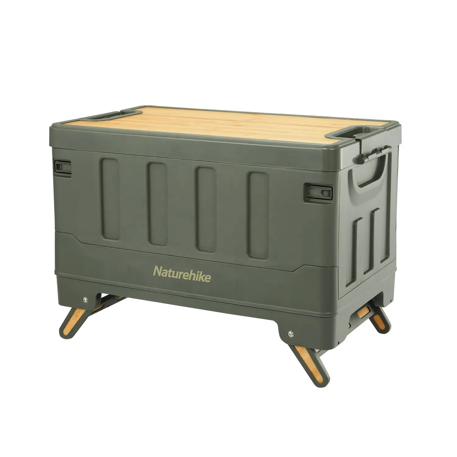 Пластиковый складной ящик Naturehike для кемпинга на открытом воздухе, портативный ящик для хранения, ящики с бамбуковой деревянной крышкой