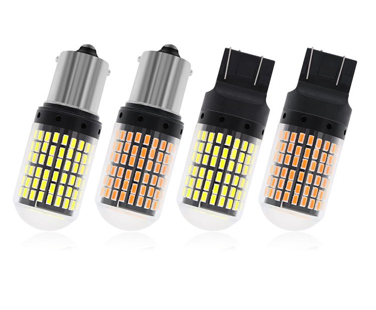 Auto Universal Car Auto Light 12v 6500k Ba15d Bay15d P21w T20 Py21w W21w Wy21w P21/5w 144smd 3014 White Led Ambra Bau15s 10w