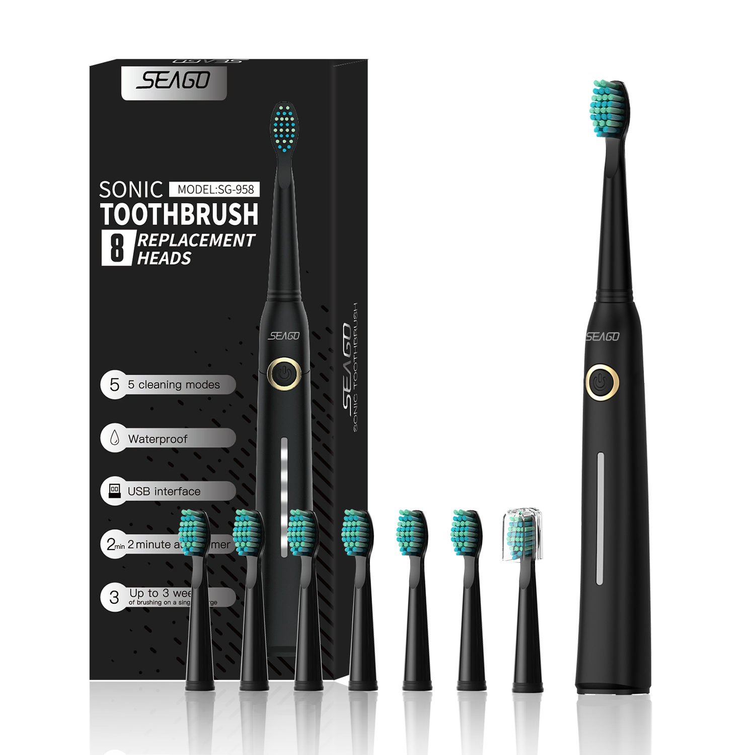 Оптовая продажа, набор звуковых электрических зубных щеток SEAGO SG-958 gift с дополнительной головкой