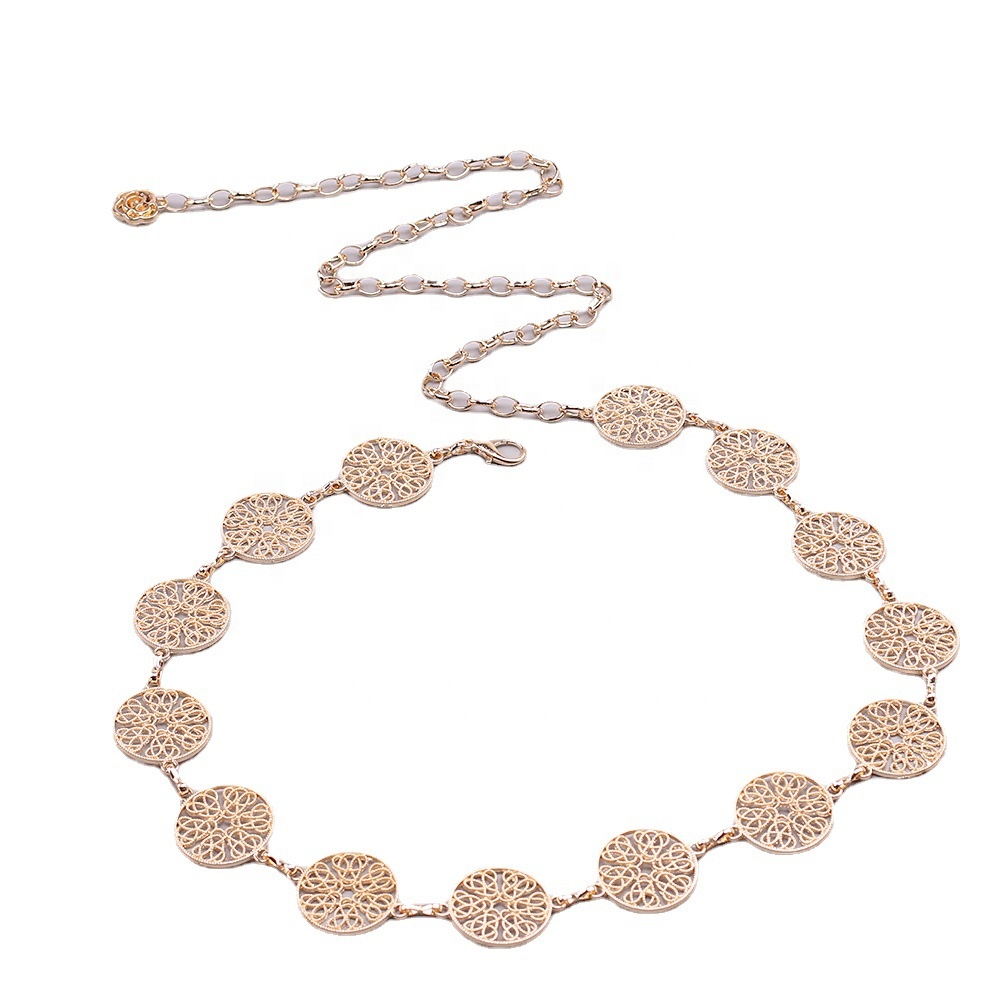 Hot Selling Wholesale Metal Waist Chain Hollow Circle Decoration Waist Chain Dress Belt Female Spot Fashion Accessories