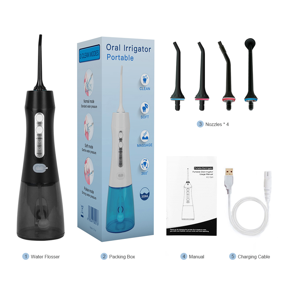 Portable 300ml oral irrigator dental water flosser Teeth Cleaning Kit Water Pick For Oral Care