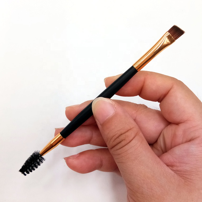 Двухсторонняя Золотая кисть для бровей Spoolie Brush с двойным углом для ресниц и бровей Spoolie
