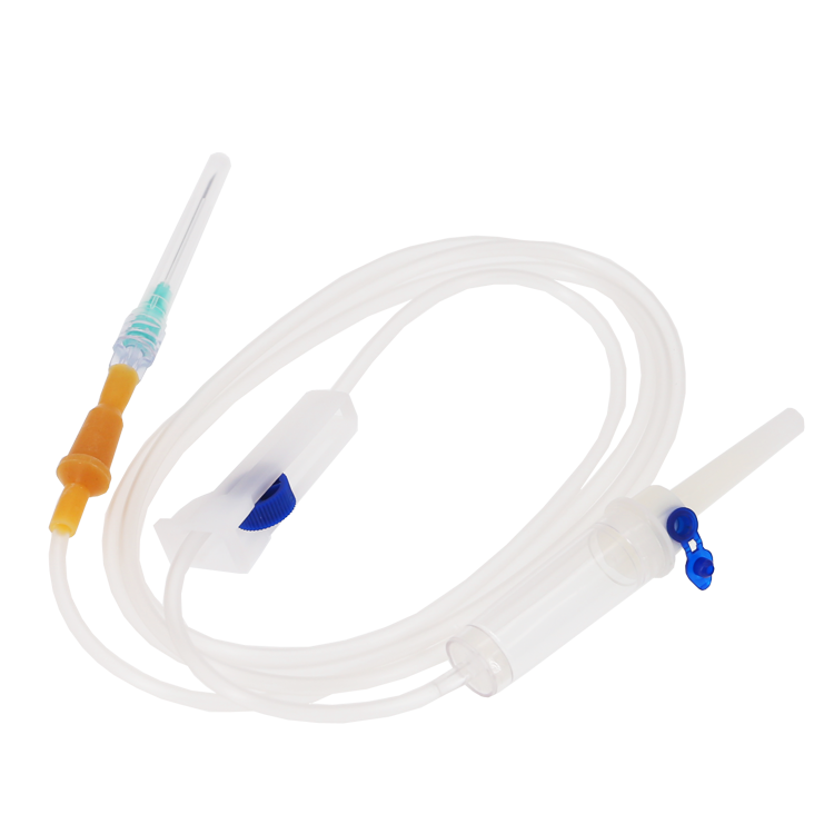 Medical disposable sterile IV infusion set with needle