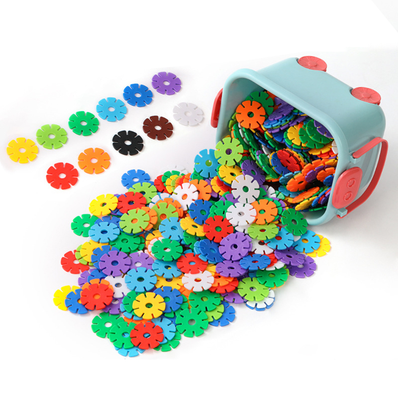 1500 Pcs Plastic Pp Kids Assembly Construction Toy Early Educational Snowflake Building Block Sets Toys For Toddler Boys & Girls