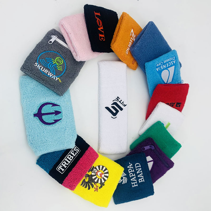 Cheap Factory Sport Sweatband With Logo Printed Embroidered Cotton Custom Wristbands Men And Women