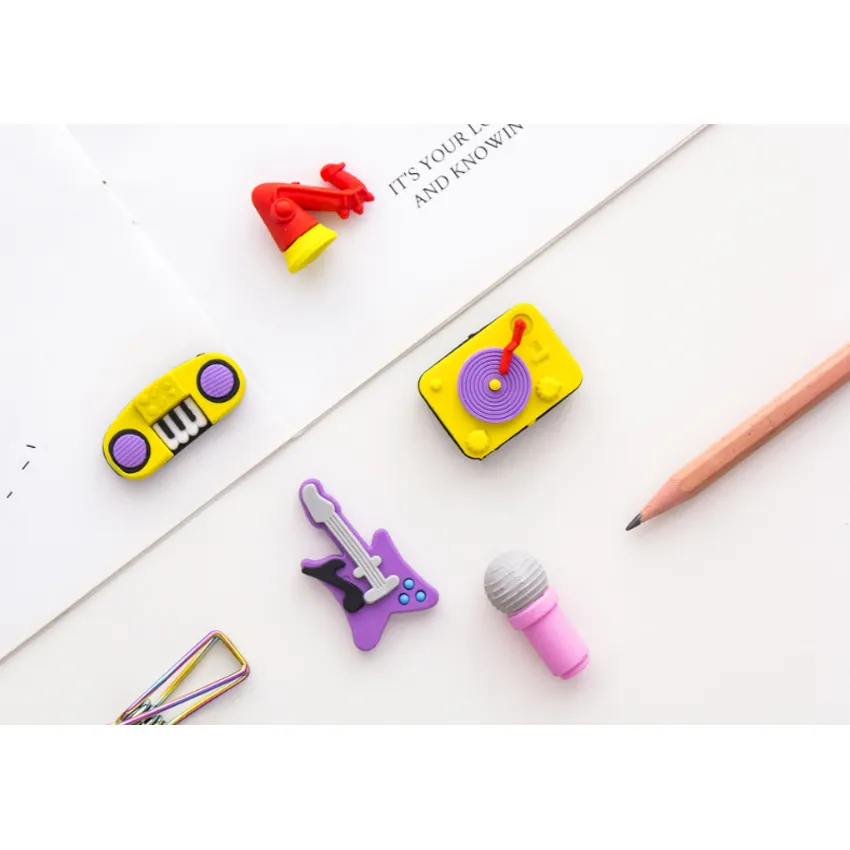 5pcs per pack Fancy Kawaii Musical Instrument Series For Kids Custom Cute Eraser Rubber Music Series Children Gifts