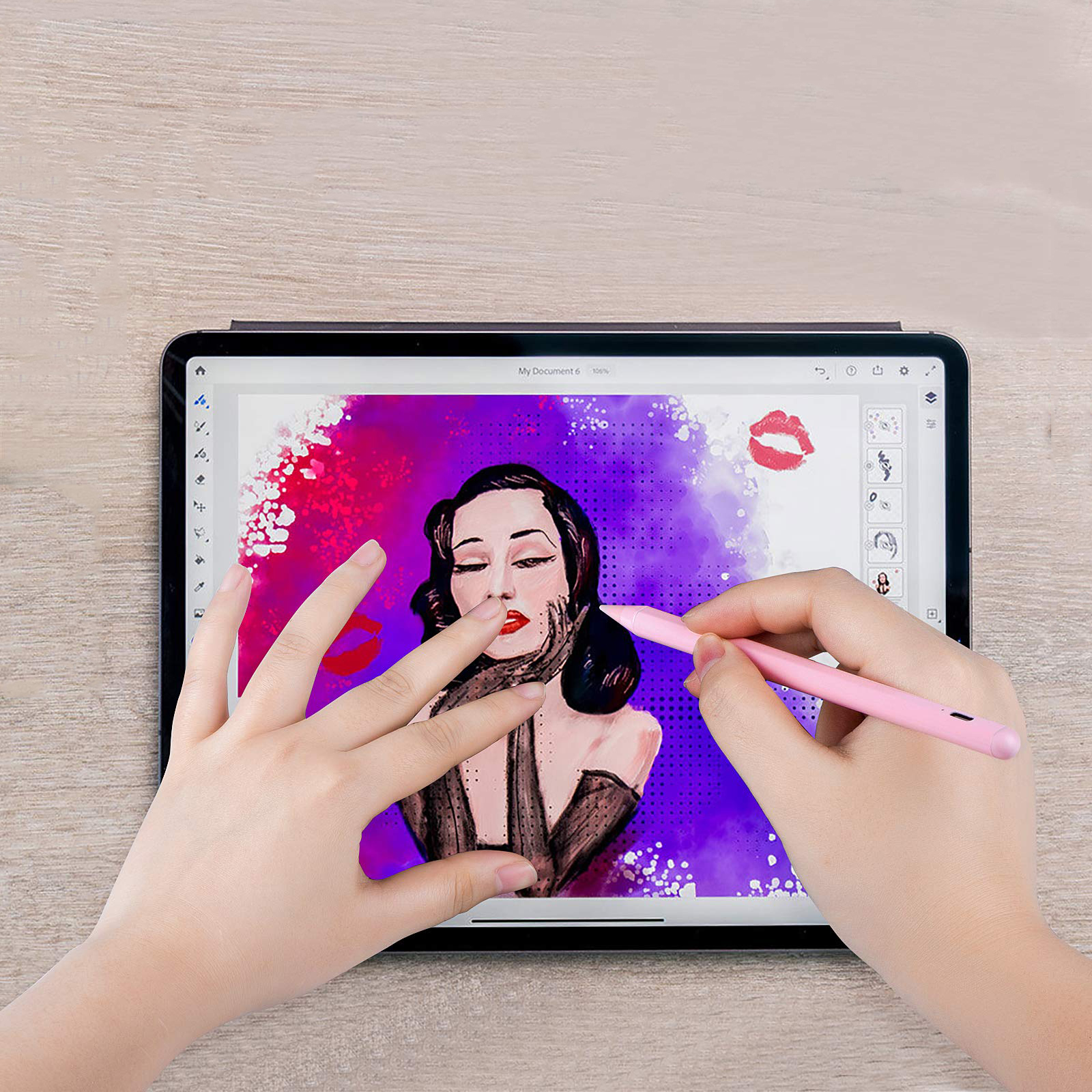 Стилус для iPad с активным подавлением пальмового карандаша совместим с сенсорными экранами Apple iPad розового цвета