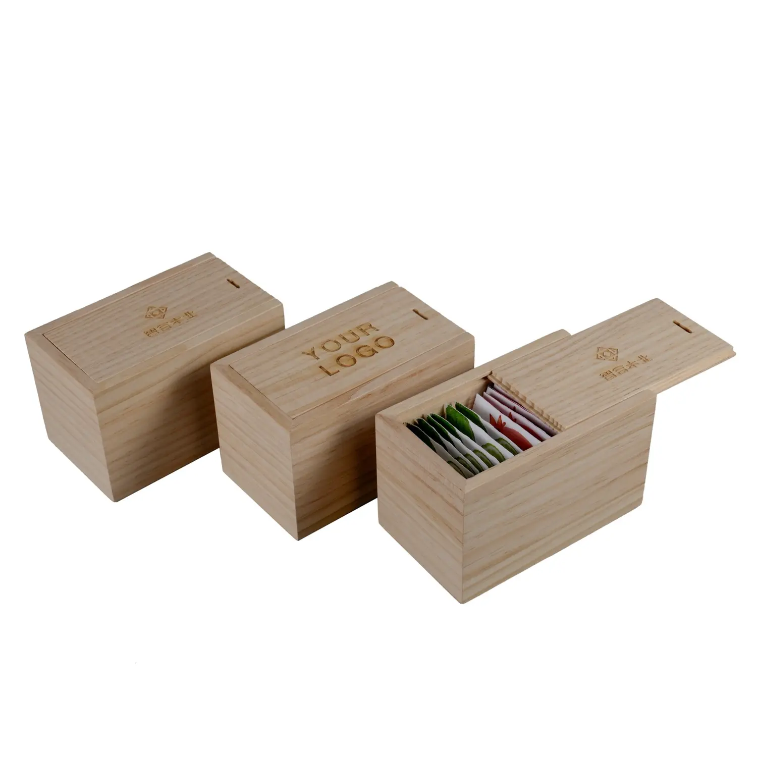 Factory Price Custom Logo Packaging Small Sliding Lid Gift Wooden Tea Box