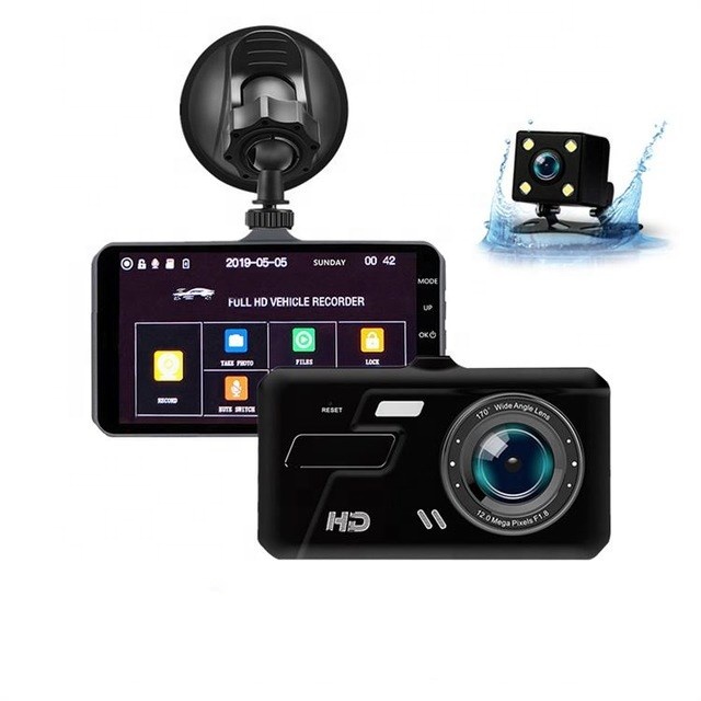 Новая модель full HD 1080P двойная Автомобильная камера 4,0 дюймов IPS сенсорный экран ночное видение Передняя и задняя Автомобильная черная коробка