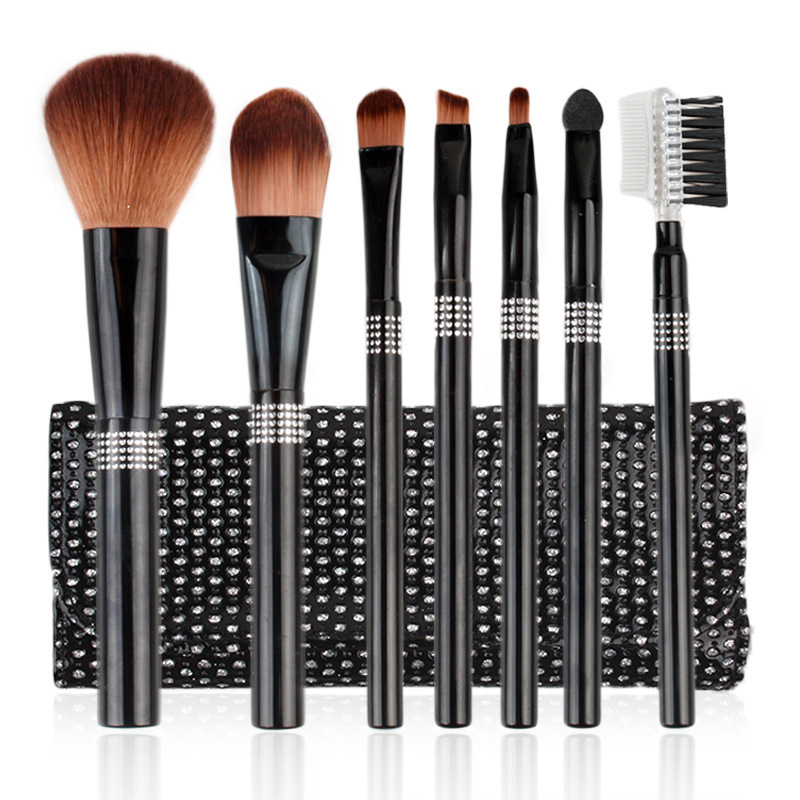7Pcs makeup brush sets Private Label Black Makeup Customized LOGO Accepted Eyeshadow Brush Set