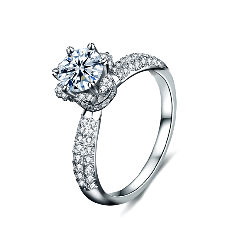 Hot selling Engagement Crown Fashion 925 Sterling Silver jewelry De Color 1Ct Moissanite Sterling Ring