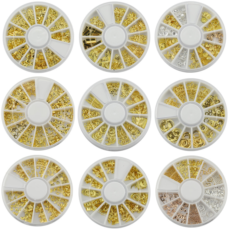 Metal Rivets Design Fashion Nail Art Sticker New Manicure Metallic Decal Gold Studs Nail Tips DIY Decorations