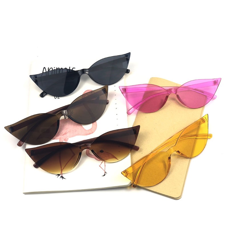 High quality new vintage luxury pink frameless fashion cat eye shades sunglasses 2020