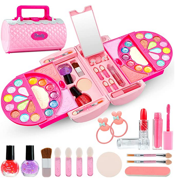 Huiye Girl Beauty Makeup Set Toy Children'S Pretend Makeup Toys Set For Kids Fancy Plastic Makeup Purse