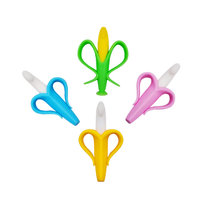 Low MOQ BPA Free Food Grade Baby Silicone Toothbrush For Training
