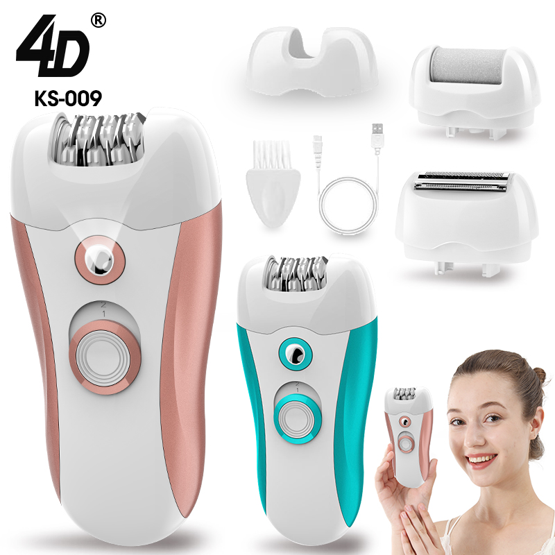 4D KS-009 Lady Hair Remover 3 In 1 Machine For Shaving Grinder And Epilating For Women Waterproof Two Speed Machine