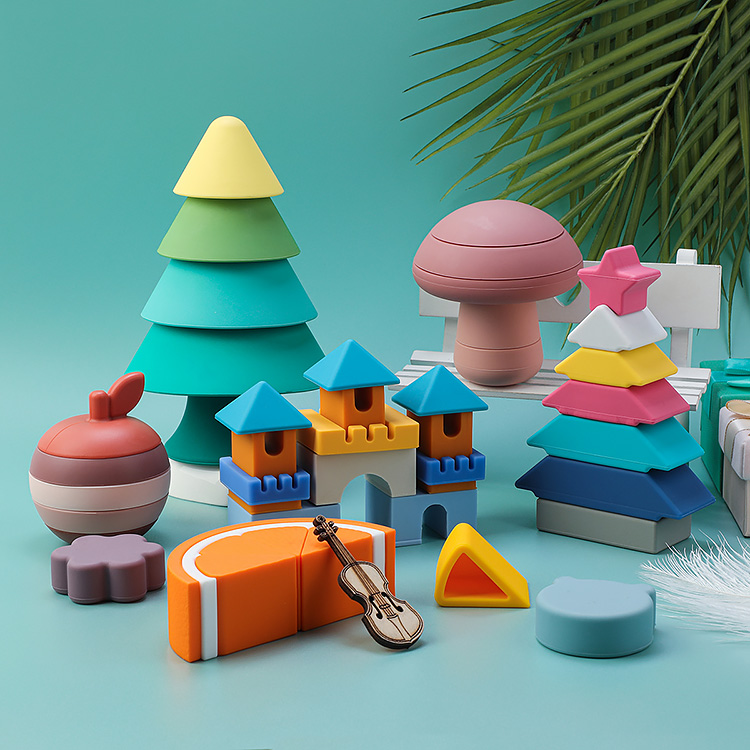 High Quality Christmas Infant Silicone Teethers More Styles Baby Stacking Toy ECO friendly Baby Chew Toy