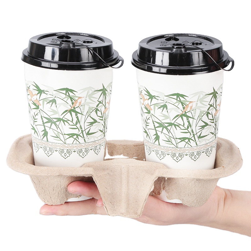 Disposable biodegradable Eco-Friendly Coffee Cup Paper Pulp cup holder cup carrier for packaging