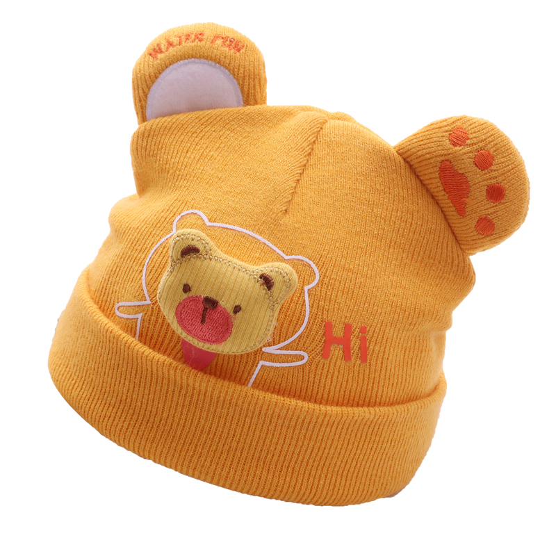 Spot high quality factory baby hat knitted warm design cute little tiger crocheted winter hat