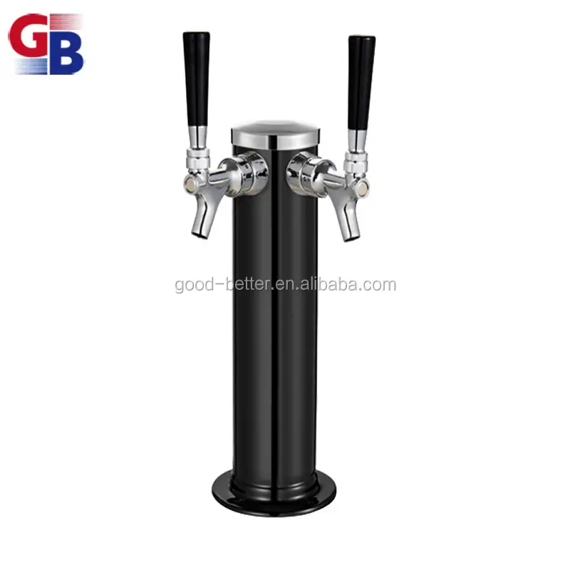BTNO.101008 stainless steel Black plated  column beer tower with double taps