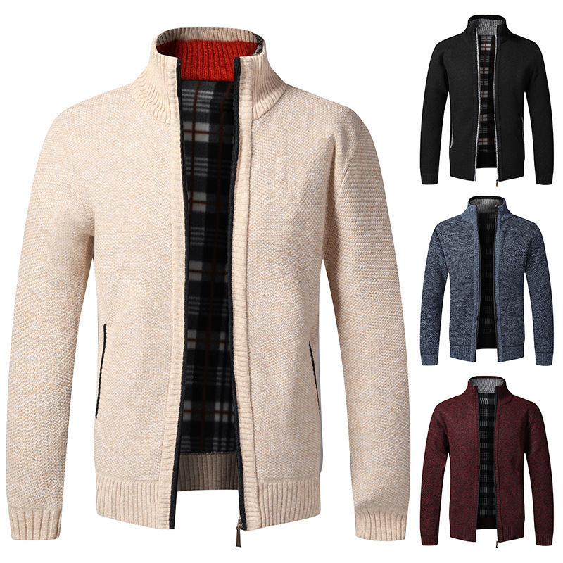 Men's Thick Sweater For Autumn And Winter Warm Zip Cardigan Sweater For Men