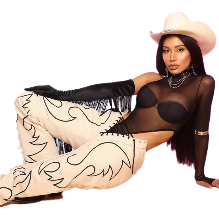 Hot Style Spring/Summer Women'S Clothing New Sexy One Shoulder High Collar Mesh Breathable Bodysuit Sexy Leather Catsuit
