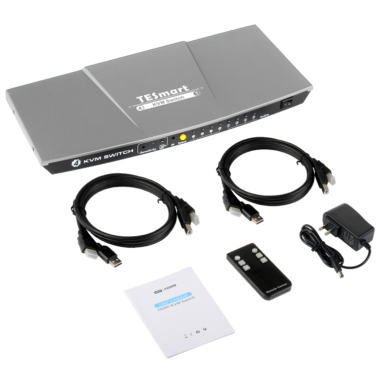 Лидер продаж, 4-портовый 4k hdmi kvm, 4-портовый концентратор с портами USB 2,0