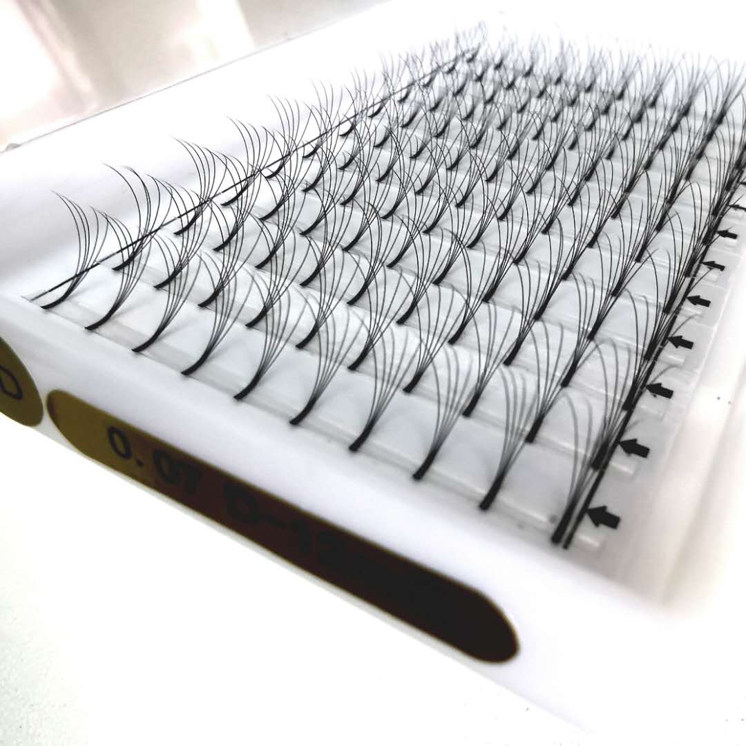 C D curl volume eyelash extension 3d 4d 5d pre made fans long stem eyelashes