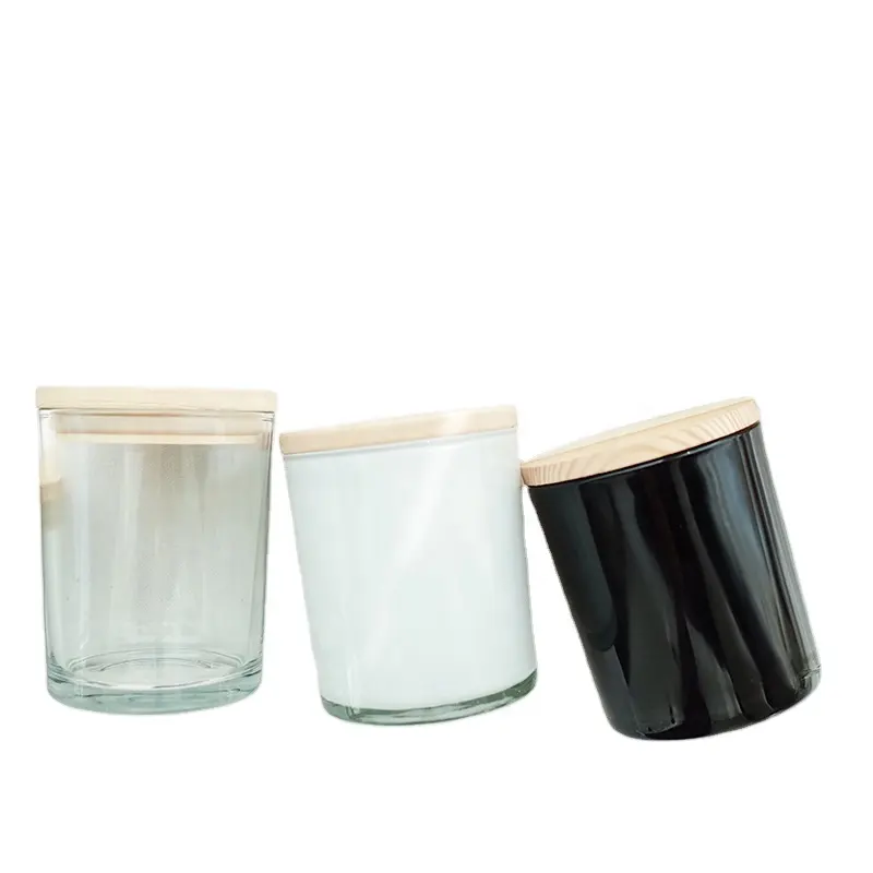 100ml 150ml 220ml 320ml Wide Mouth frosted black Round candle cup Glass Jar With cork bamboo lid
