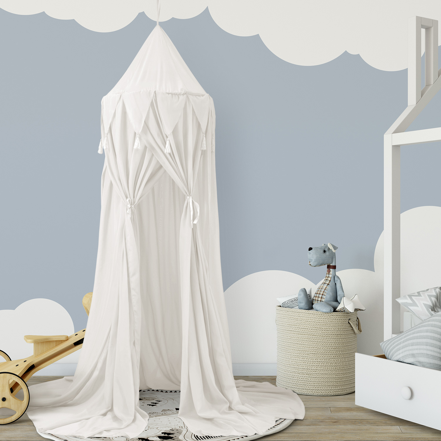 Pophorn Girls Bed Roller Blinds Circular Round Beautiful Good Night Sleep Luxury Chiffon Mosquito Net