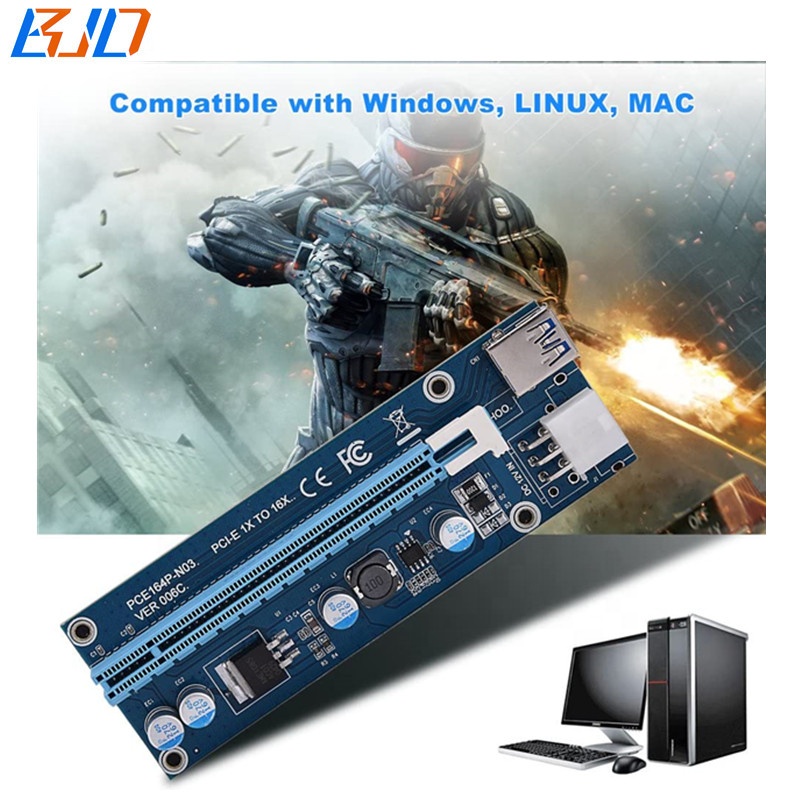 Новинка 2020 PCI-E 16X к X1 Mini PCIe MPCIe GPU Riser адаптер для видеокарты Ethereum Mining 0,6 M USB кабель в наличии