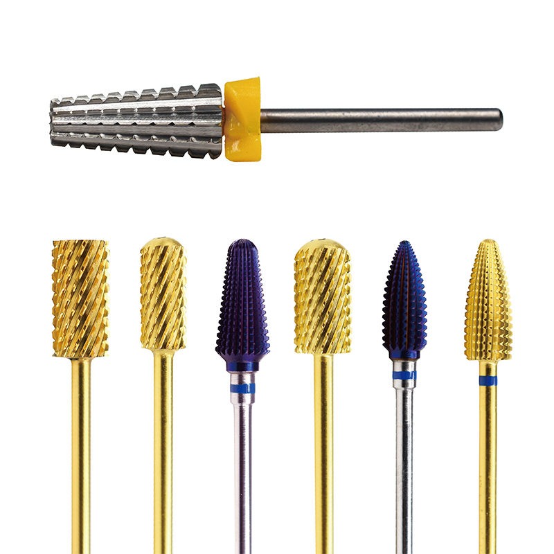 Hot Sale 5 In 1 Nail Drill Bit Set Custom Box Package Manicure Tools Cone Volcano Flame High Quality Carbide 5XC Nail Drill Bit
