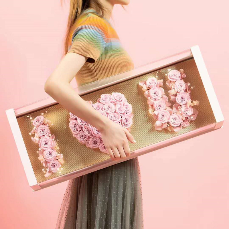 Индивидуальная коробка для хранения вечной розы i love u, свадебная Юбилейная Цветочная Подарочная коробка i love you, оптовая продажа