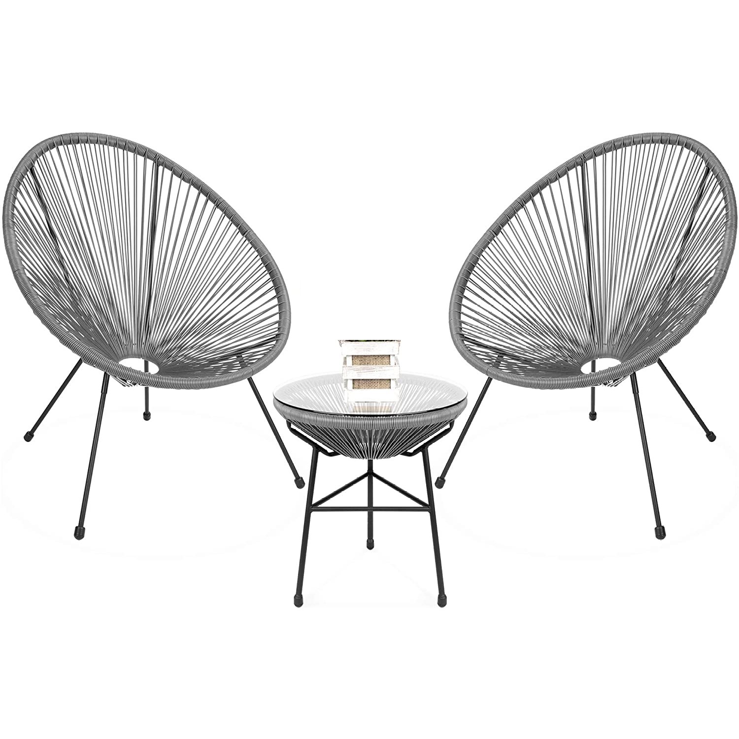 Овальный Стул Acapulco papasan Valencia, комплект из 3 стульев для внутреннего дворика и кафе, плетеная уличная мебель из ротанга