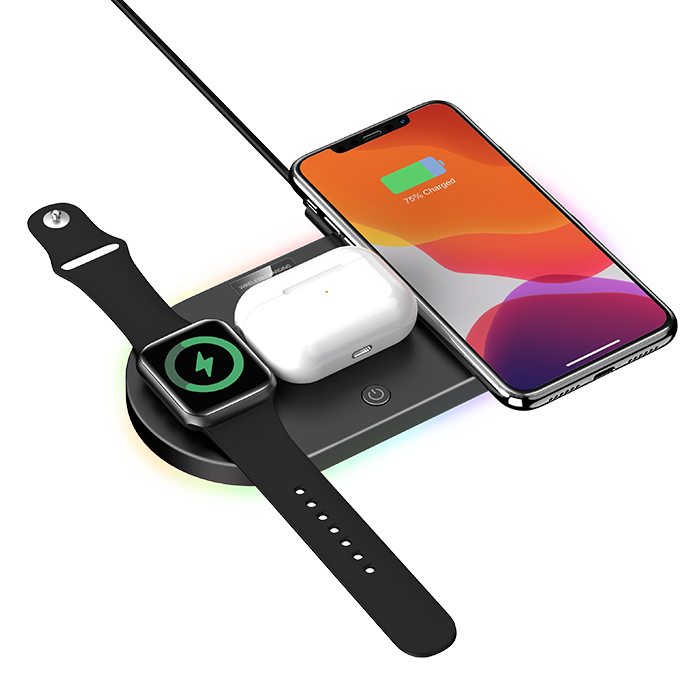 Portable Multi Wireless Charger Pad For iphone 13 pro Fast Charging 4 in 1 QI Wireless Charger Station For Apple Watch