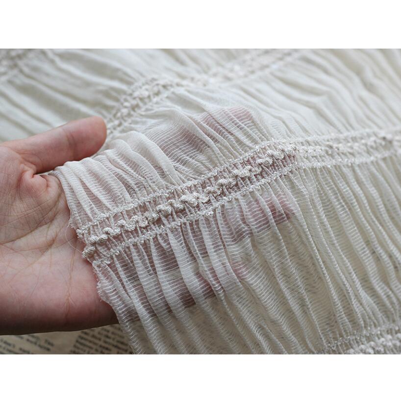 Embroidered chiffon stripe fabric breathable gauze embroidery wrinkled fashion women lace fabric