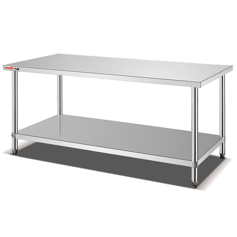 Commercial Restaurant 304 stainless steel work table Metal Utility Double Cooking Work Table With Under Shelf
