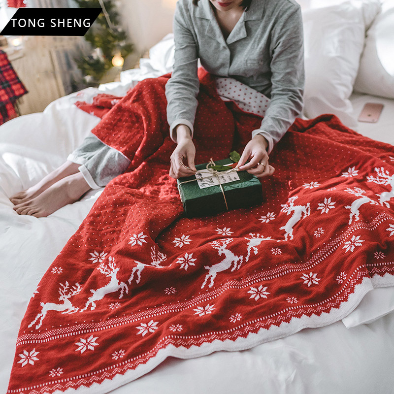 Knitted Throw Blanket Modern Acrylic Christmas Kids Baby Blanket Nordic Knit Christmas Blanket